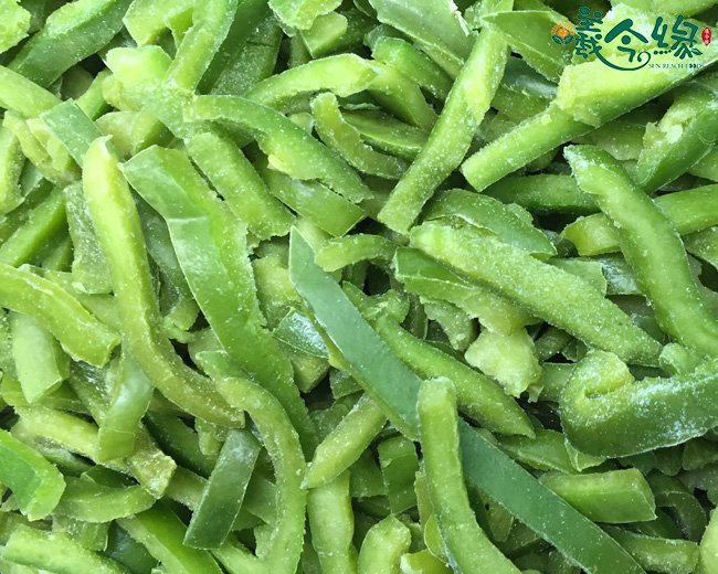 Frozen sliced green pepper